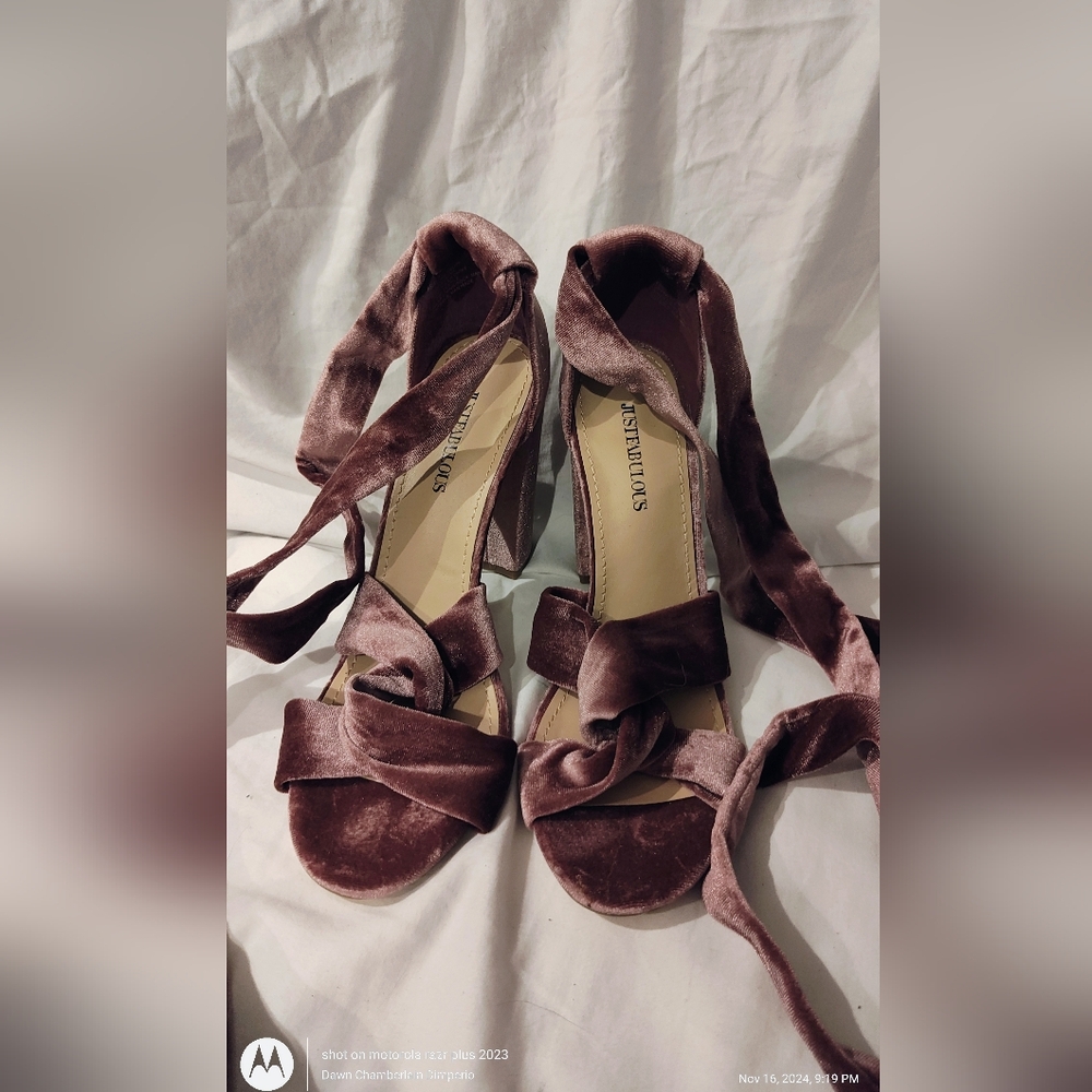 Just Fab Alluring Suede-Style Lace-Up High Heels